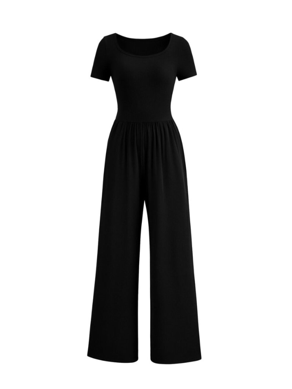 Women's Short Sleeve Wide Leg One Piece Jumpsuit